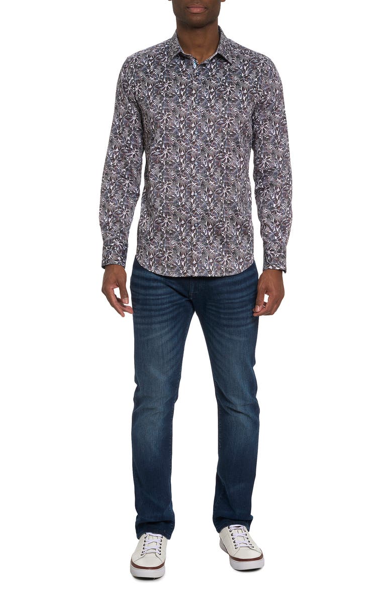 Aegean Stretch Button-Up Shirt, Alternate, color, BLACK MULTI