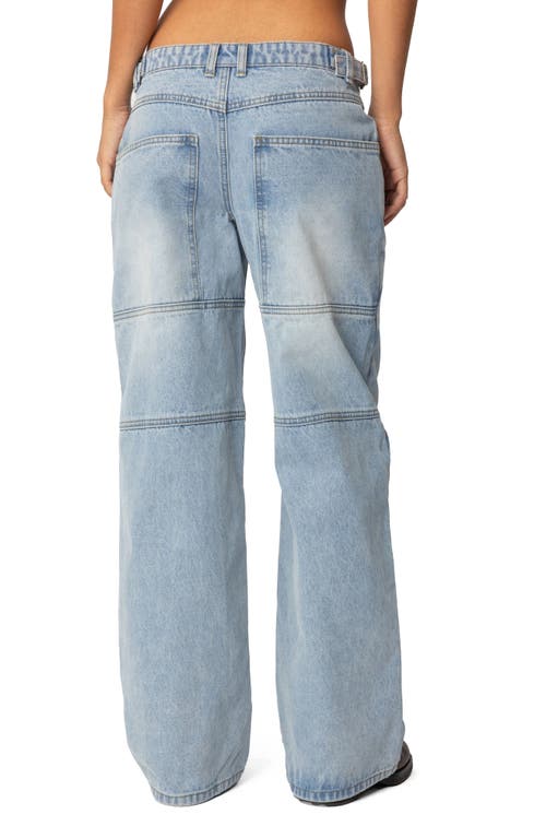 Edikted Shai Low Rise Carpenter Jeans In Light-blue