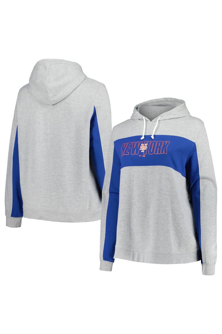 Women's Profile Heather Gray New York Mets Plus Size Pullover Jersey Hoodie, Alternate, color, Heather Gray