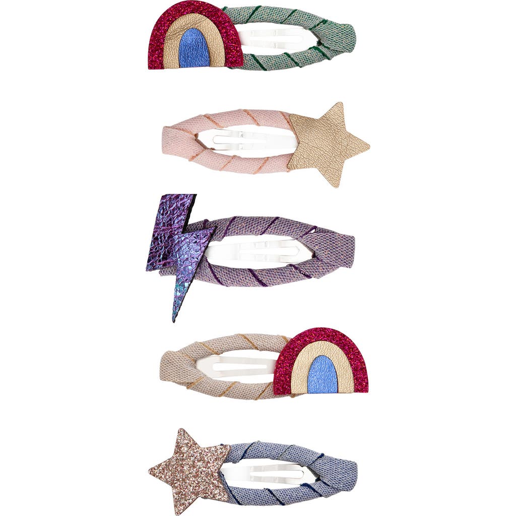 Mimi & Lula Kids' 5-pack Rainbow Clic Clacs Hair Clips In Purple