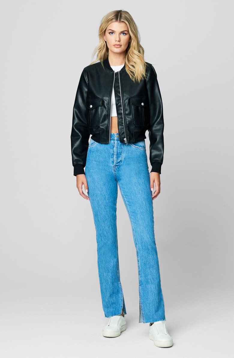 BLANKNYC Faux Leather Bomber Jacket, Alternate, color,