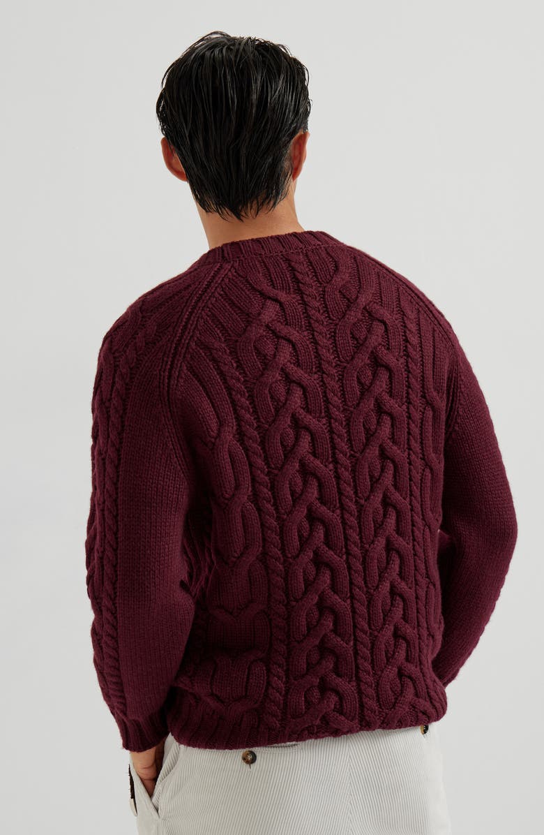 Brunello Cucinelli Cable knit sweater, Alternate, color, Burgundy