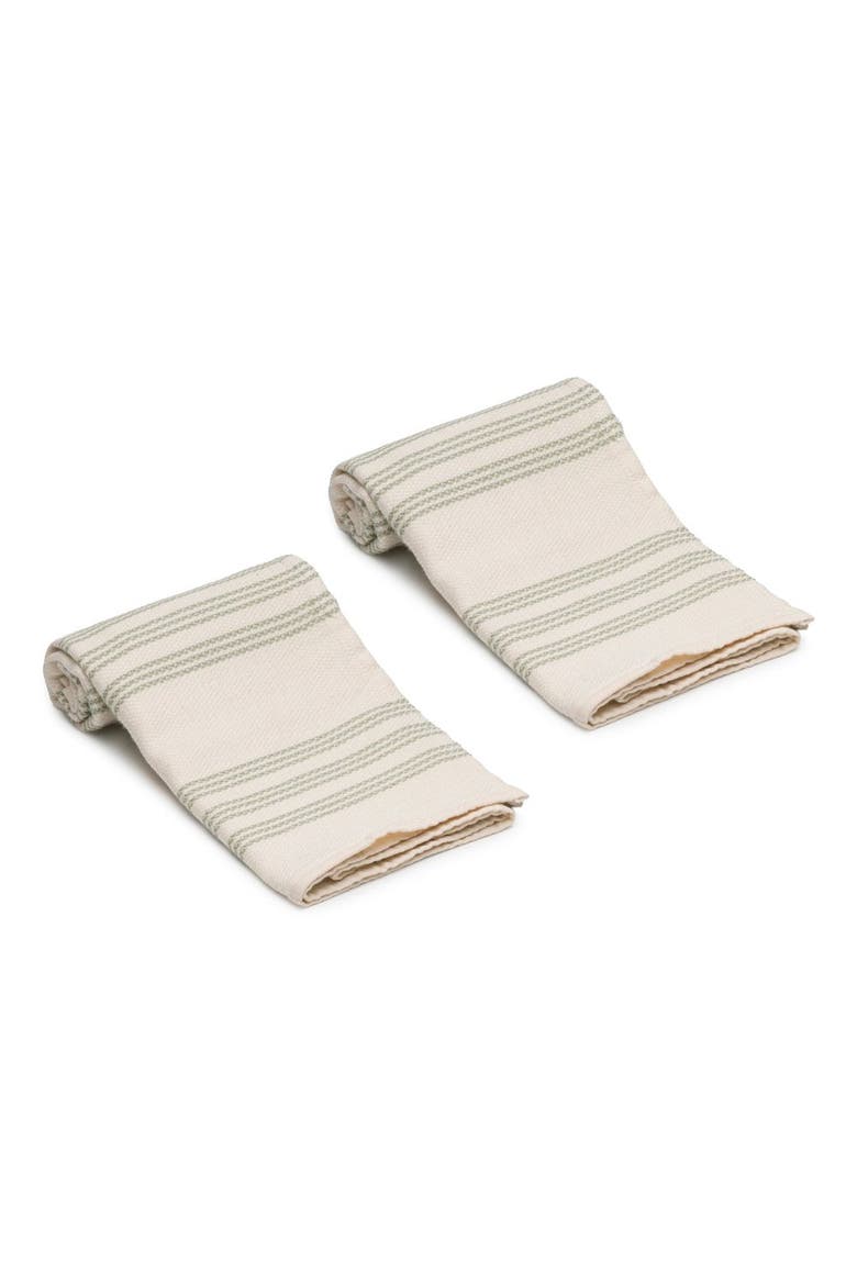 Allora Turkish Cotton Hand & Kitchen Towel Bundle, Alternate, color, Sage Green