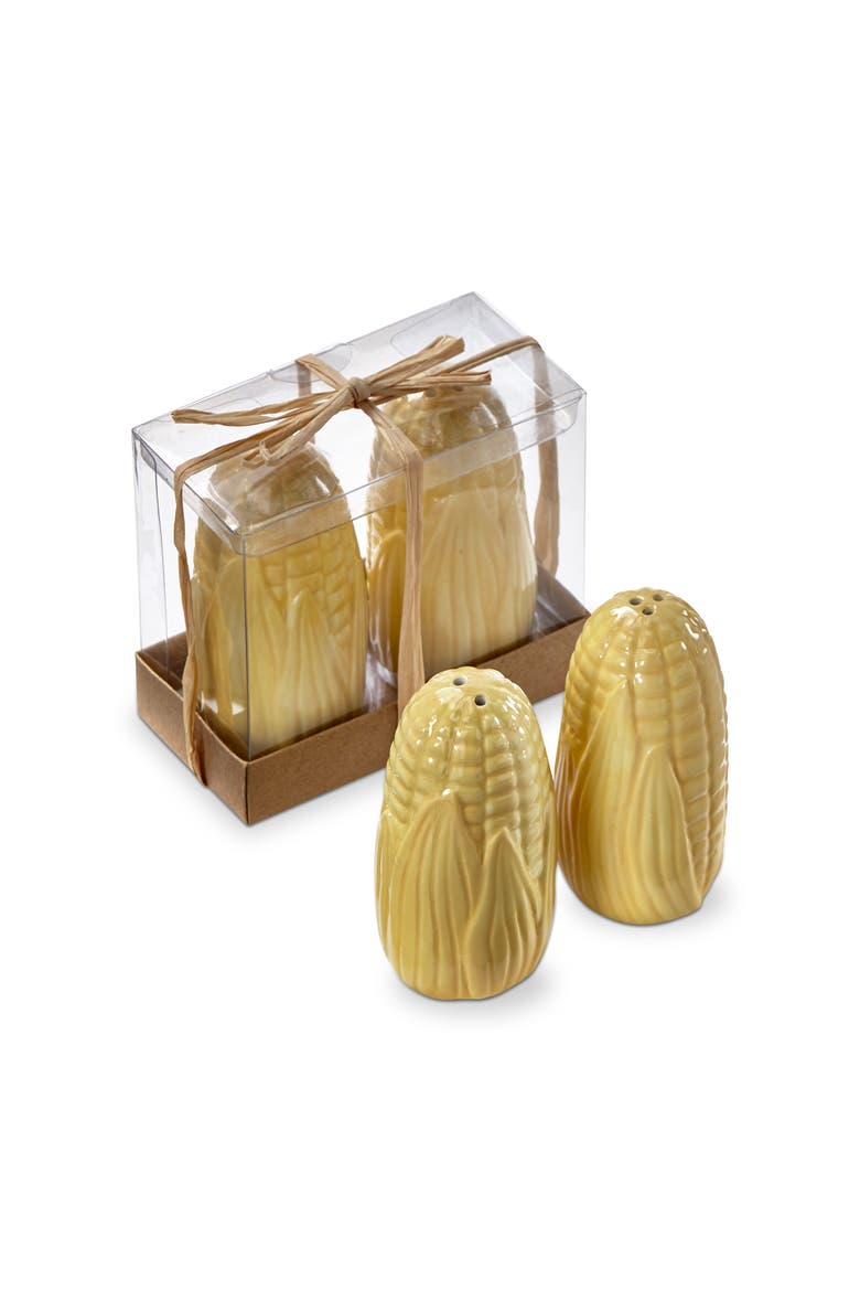 Corn on the Cob Ceramic Salt and Pepper Shakers Set, Main, color, Yellow