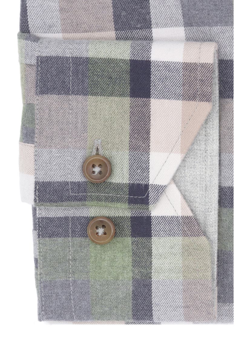 Check Print Trim Fit Long Sleeve Cotton Flannel Button-Up Shirt, Alternate, color, TAN/ HUNTER