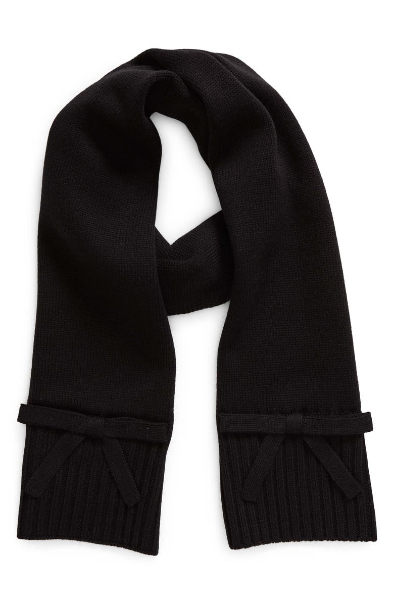 Kate Spade New York bow accent scarf, Alternate, color, Black