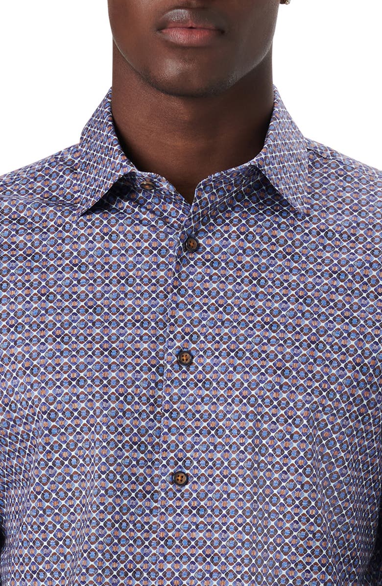 Bugatchi OoohCotton<sup>®</sup> Diamond Print Button-Up Shirt, Alternate, color, 