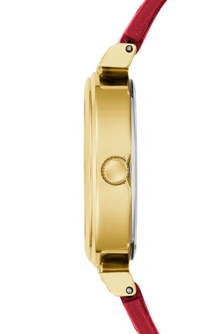 Goldtone Red Leather Strap Watch, 28mm, Alternate, color, RED