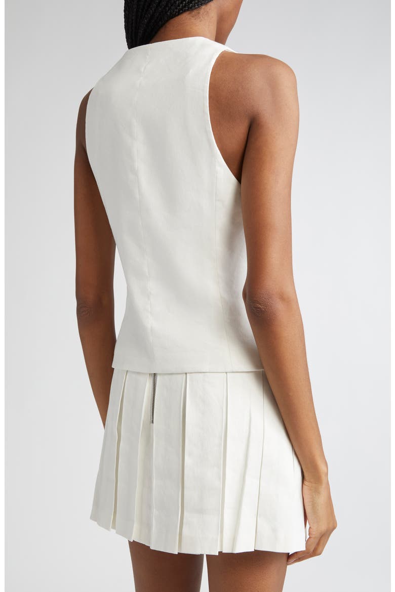 Mazie Deep V-Neck Linen Blend Vest, Alternate, color, OFF WHITE