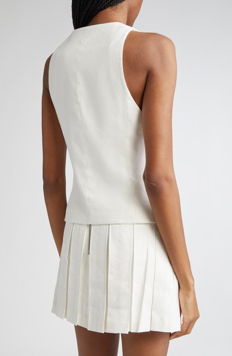 Alice + Olivia Mazie Deep V-Neck Linen Blend Vest, Alternate, color, Off White