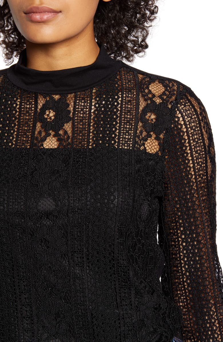 Halogen<sup>®</sup> Lace Mock Neck Top, Alternate, color,