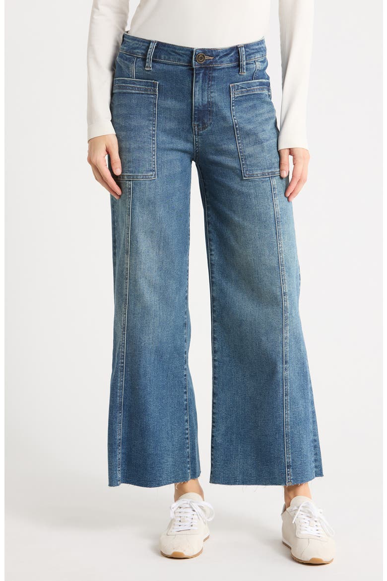 Lily High Waist Raw Ankle Wide Leg Jeans, Main, color, HELENIUM