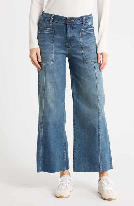 Lily High Waist Raw Ankle Wide Leg Jeans