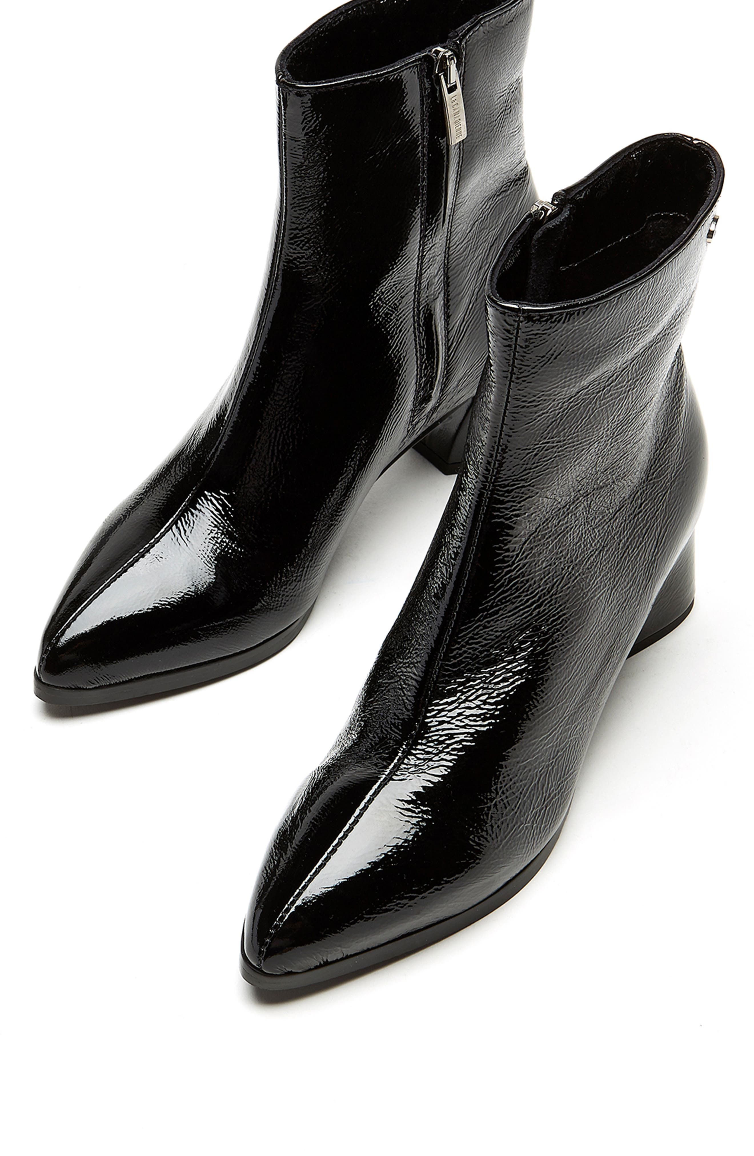 La Canadienne Ann Pointed Toe Bootie, Alternate, color, Black Crinkle Patent
