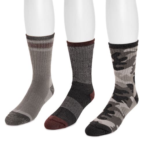 Muk Luks Heat Retainer Hike Crew Socks 3 Pair Pack In Multi