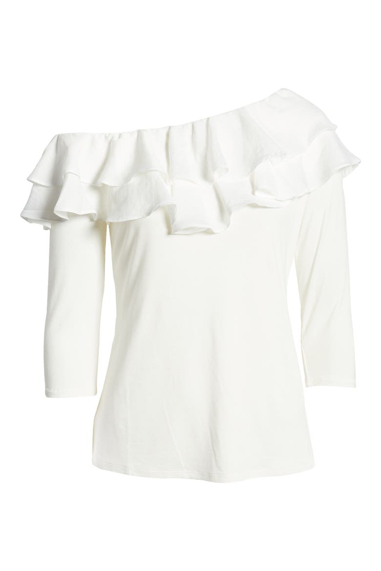 Ruffle One Shoulder Top, Alternate, color, NEW IVORY