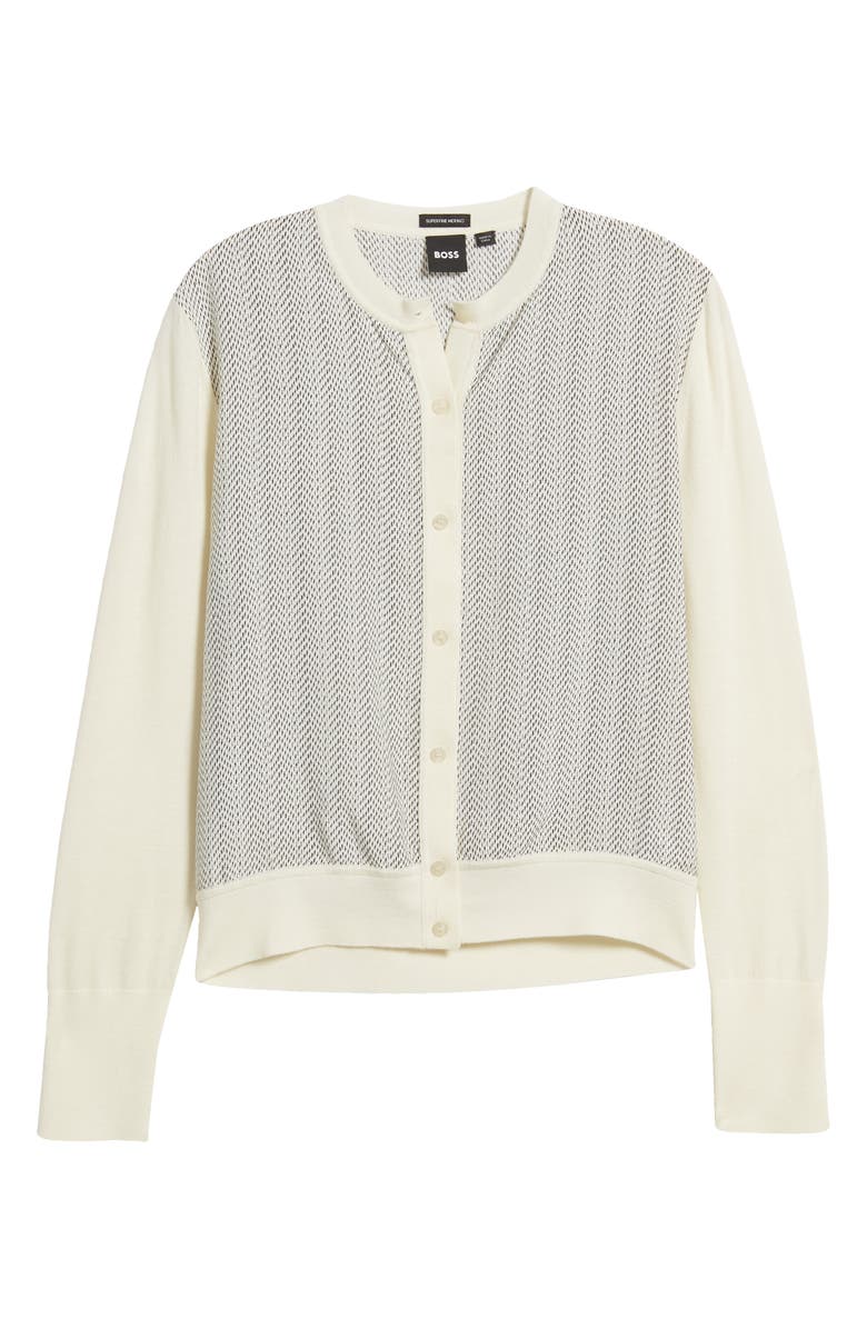 BOSS Flonta Mixed Media Cardigan, Alternate, color, Open Wht