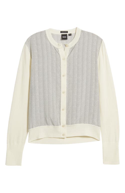 Hugo Boss Knitted-edge Panelled Jacket In Soft Cream