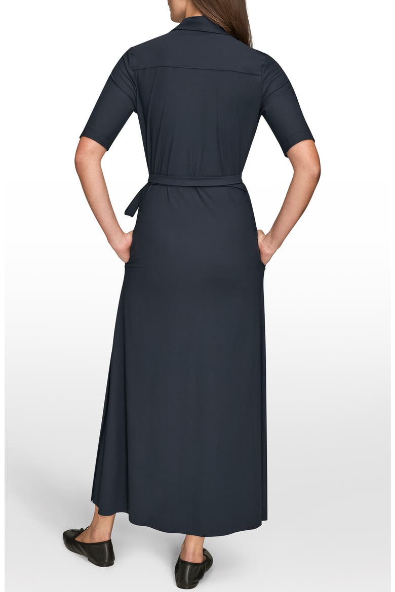 elbow sleeve long dress Della Bateau Neck Elbow Sleeve Dress in Stretch Italian Cotton