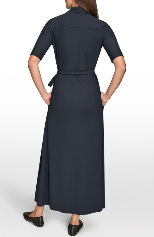 Donna Karan New York Elbow Sleeve Wrap Maxi Dress In Black