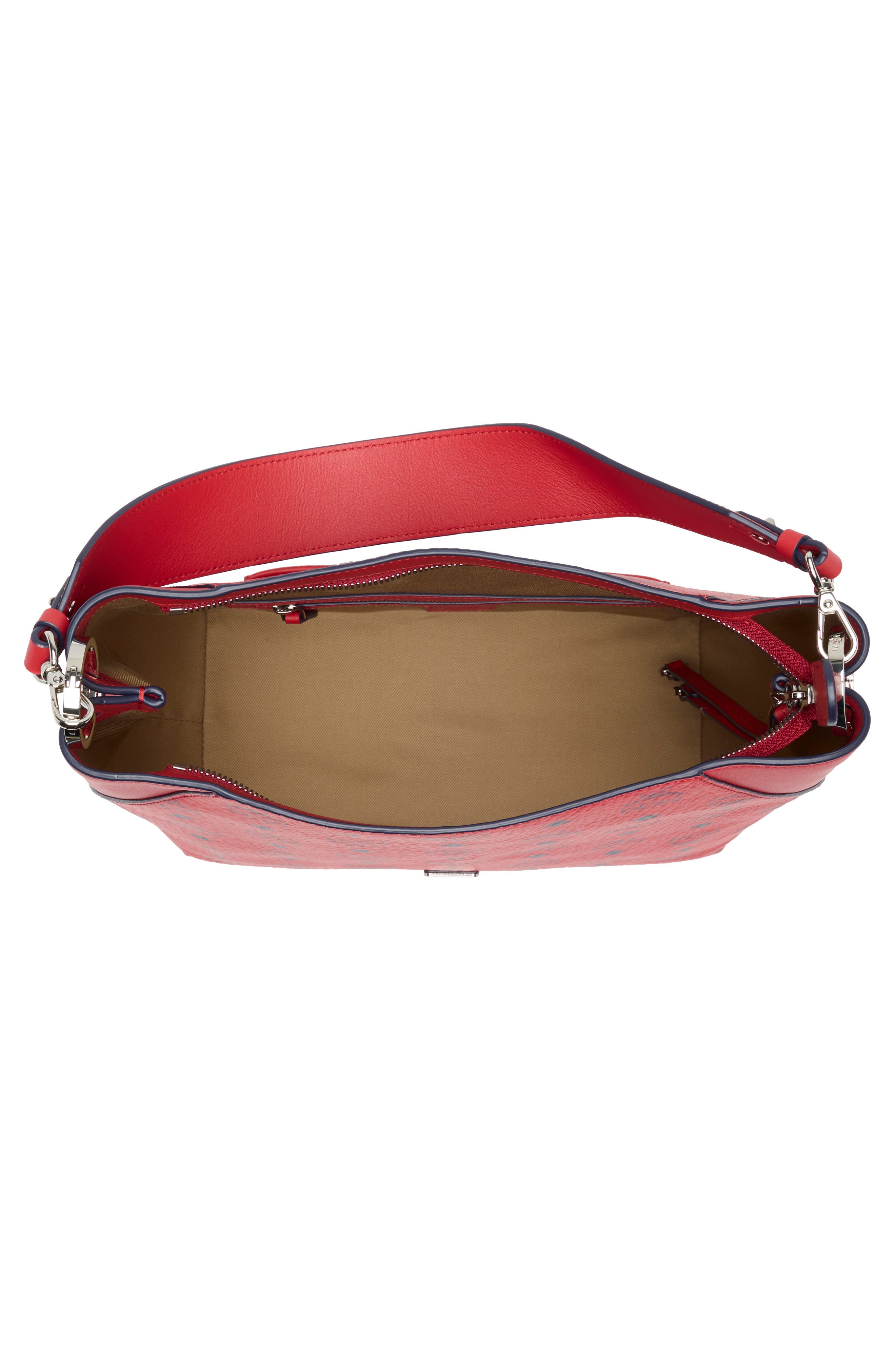 MCM Aren Logo Print Shoulder Bag, Alternate, color, 