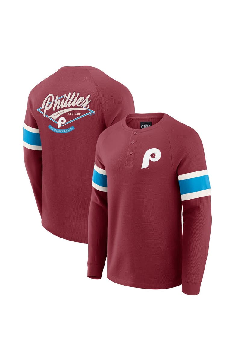 Darius Rucker Collection by Fanatics Men's Darius Rucker Collection by Fanatics Burgundy Philadelphia Phillies Waffle-Knit Raglan Long Sleeve Henley T-Shirt, Main, color, Burgundy