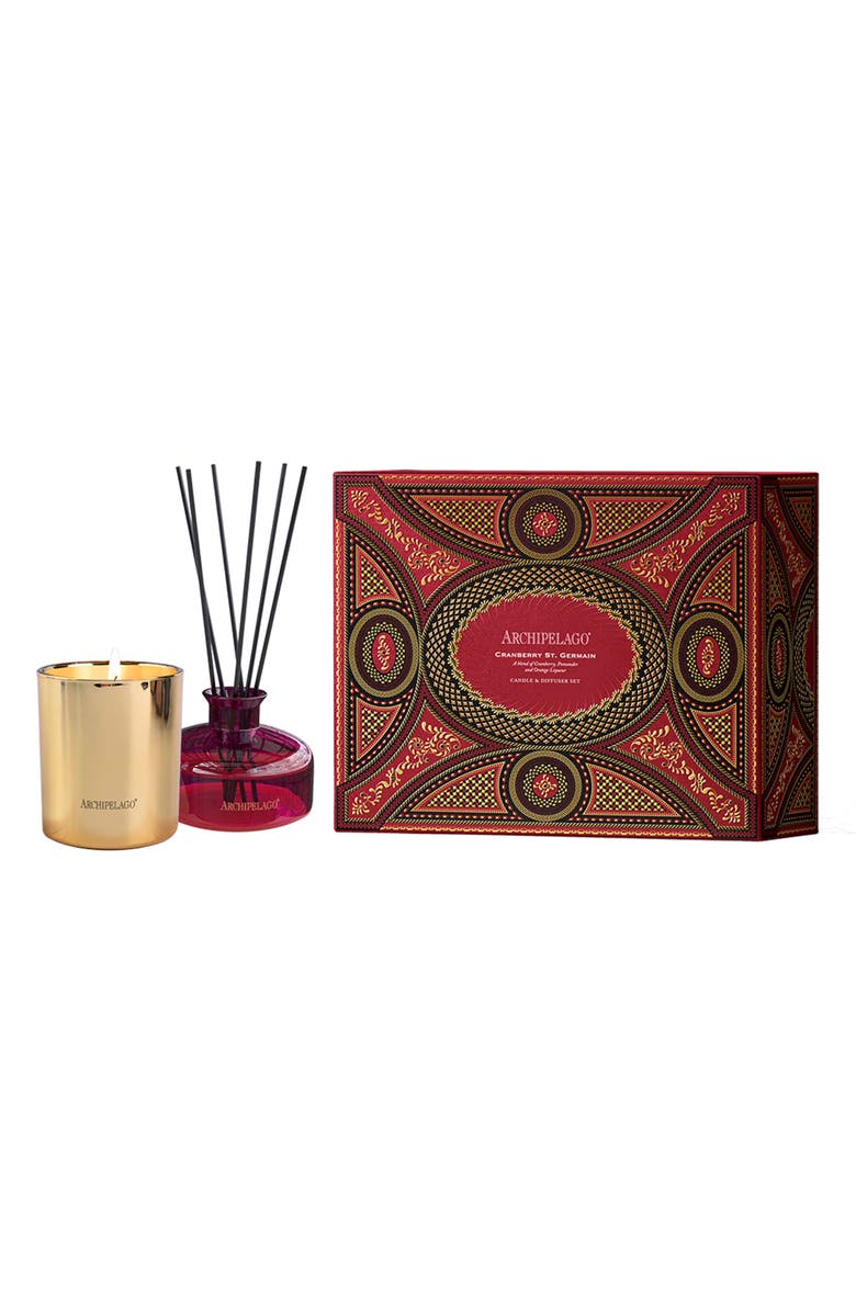 Archipelago Botanicals Cranberry St. Germain Candle & Reed Diffuser Gift Set, Main, color, 
