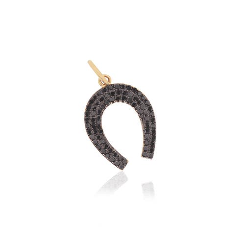 The Lovery Fine Jewelry Black Diamond Horseshoe Charm In Black