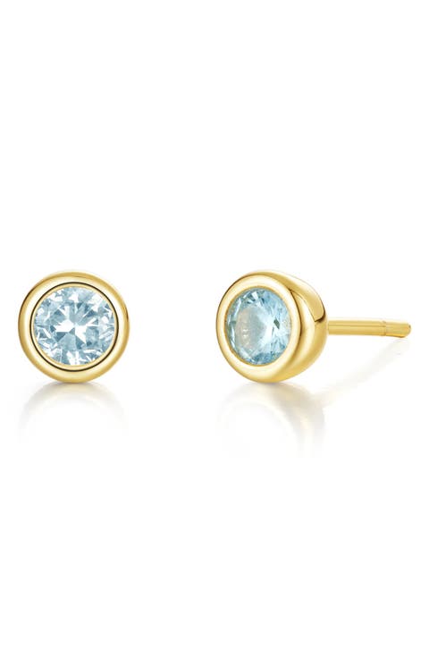Bezel Simulated Birthstone Stud Earrings