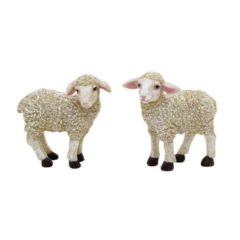 Set of 2 Resin Lamb Figurines Charming Home Decorations Decorative Objects