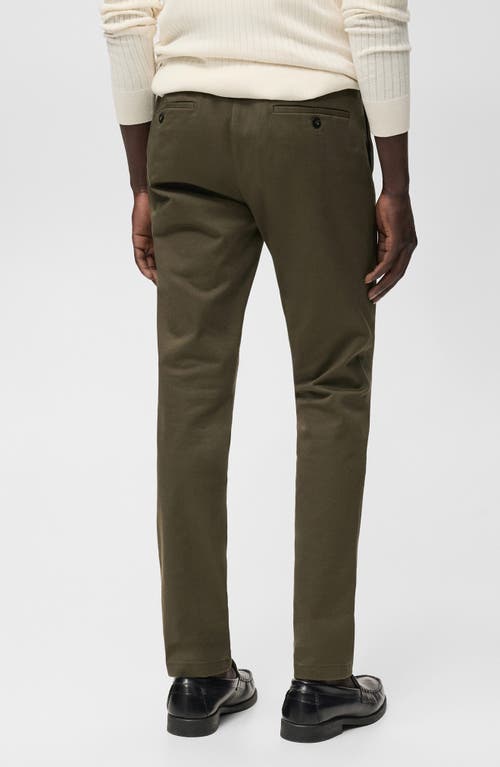 Mango Barna Slim Fit Stretch Twill Chino Pants In Green