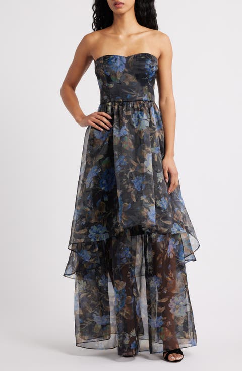 Marie Strapless Tiered Maxi Cocktail Dress