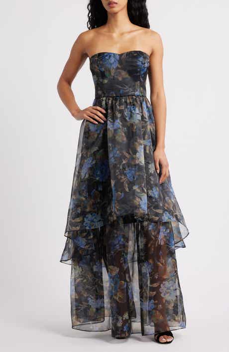 Marie Strapless Tiered Maxi Cocktail Dress