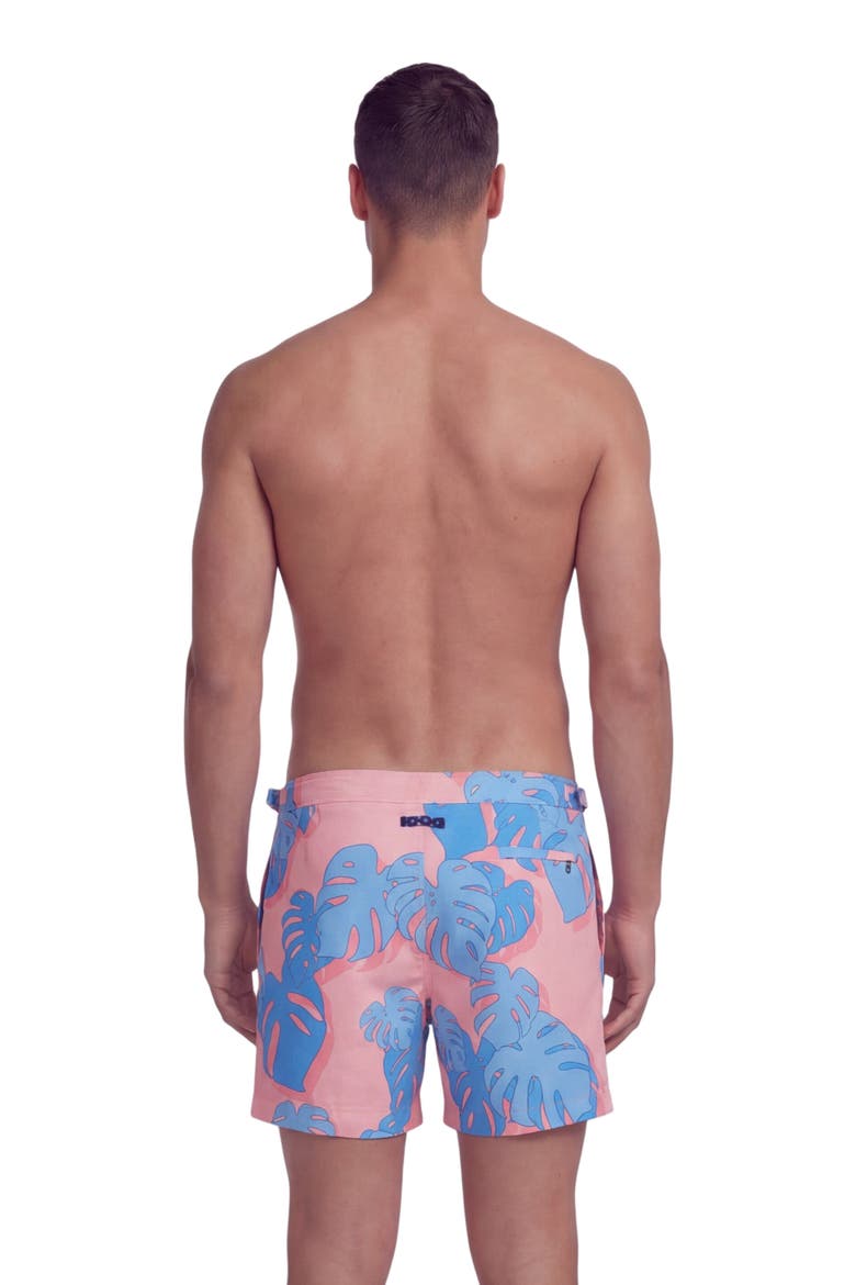 Monstera Floral Tailored Mens Swim Short, Alternate, color, MONSTERA FLORAL CORAL