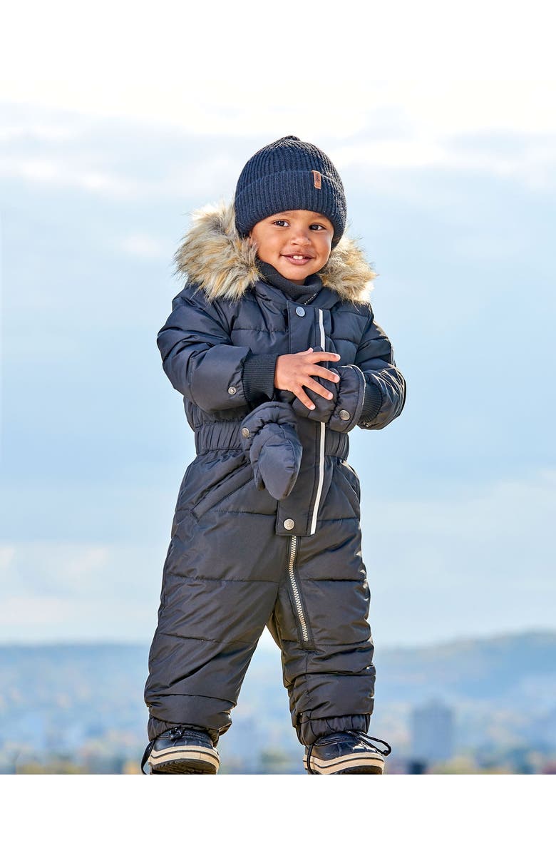Deux par Deux Baby Unisex One Piece Baby Snowsuit Black, Alternate, color,
