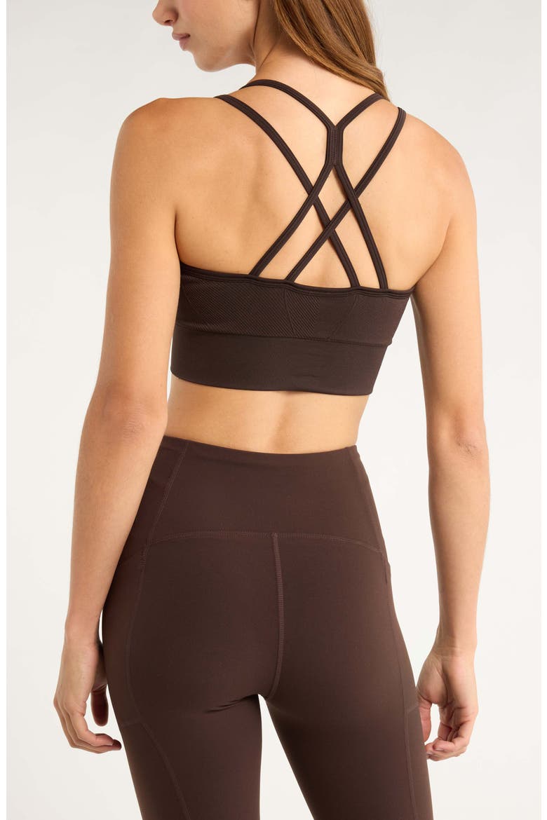 Seamless Strappy Sports Bra, Alternate, color, BROWN MOLE