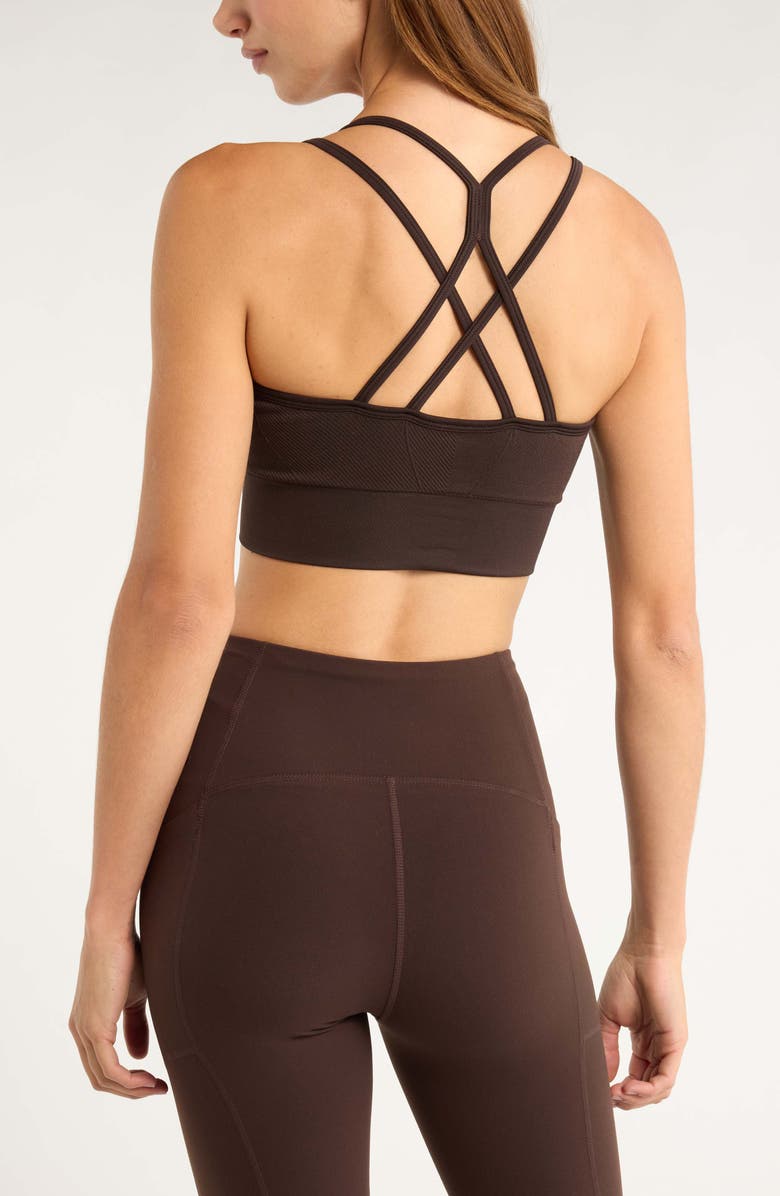 Zella Seamless Strappy Sports Bra, Alternate, color, Brown Mole