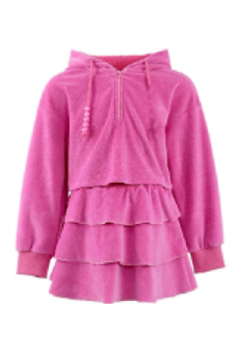 Sweet Sorbet Ruffle Terry Hoodie and Ruffle Skirt Set, Main, color, Pink