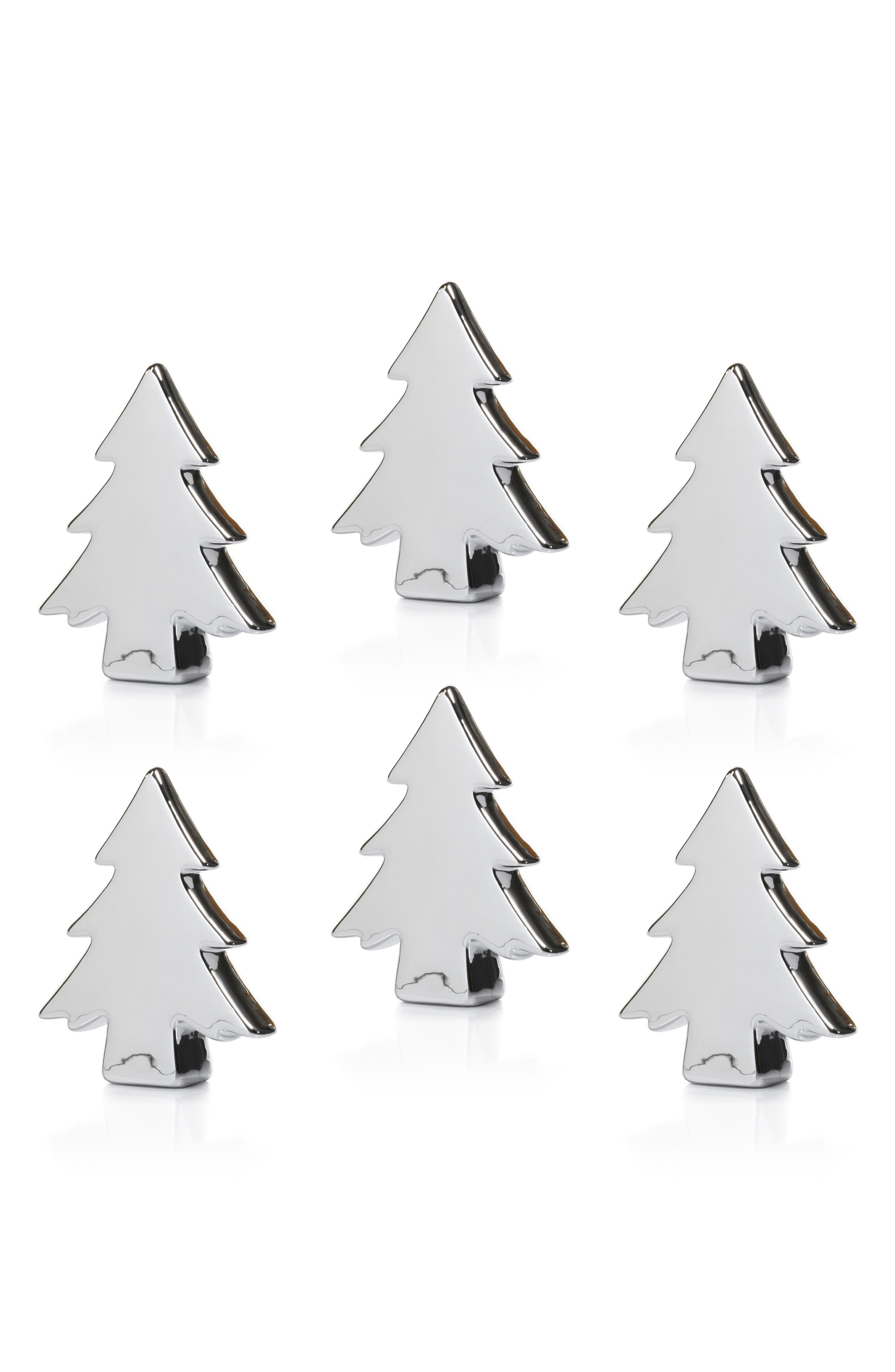 Zodax Teton Set of 6 Silvertone Ceramic Trees