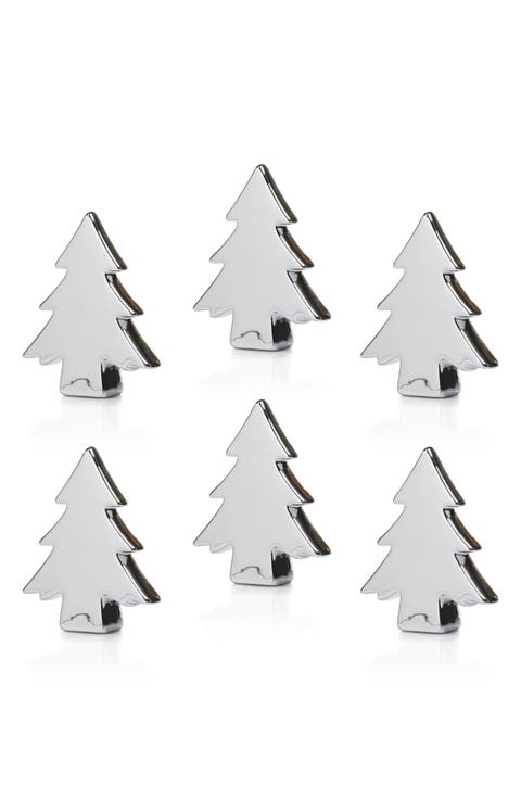 Teton Set of 6 Silvertone Ceramic Trees