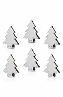 Zodax Teton Set of 6 Silvertone Ceramic Trees