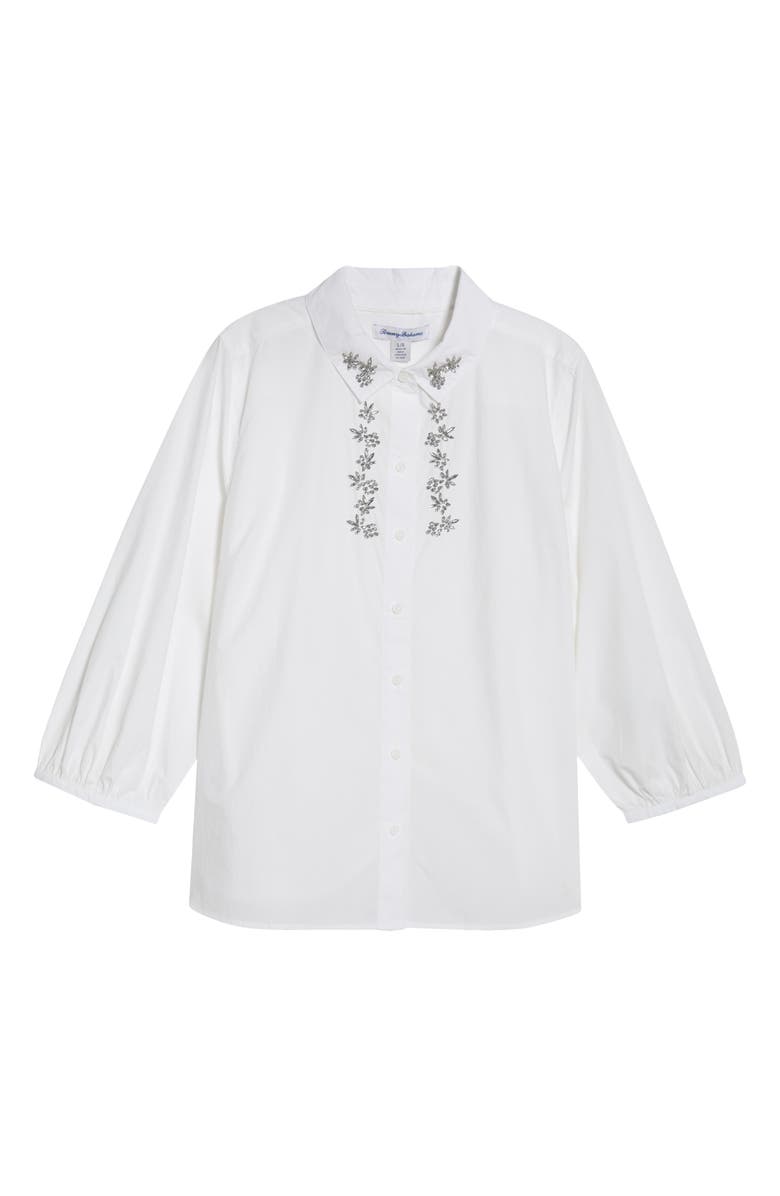 Tommy Bahama Oceana Isle Rhinestone Cotton Poplin Button-Up Shirt, Alternate, color, White