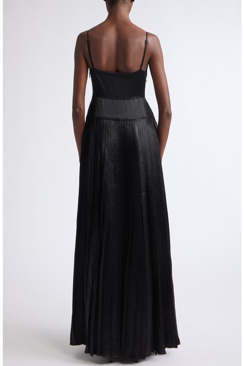 Cowl Neck Peplum Satin Gown, Alternate, color, BLACK