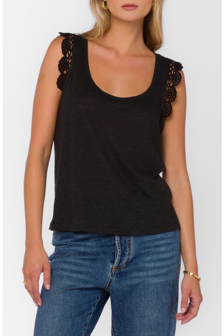 Waverly Scoop Neck Linen Tank, Main, color, BLACK