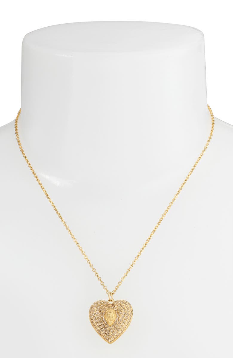 Kurt Geiger London Pavé Heart Pendant Necklace, Alternate, color, Gold