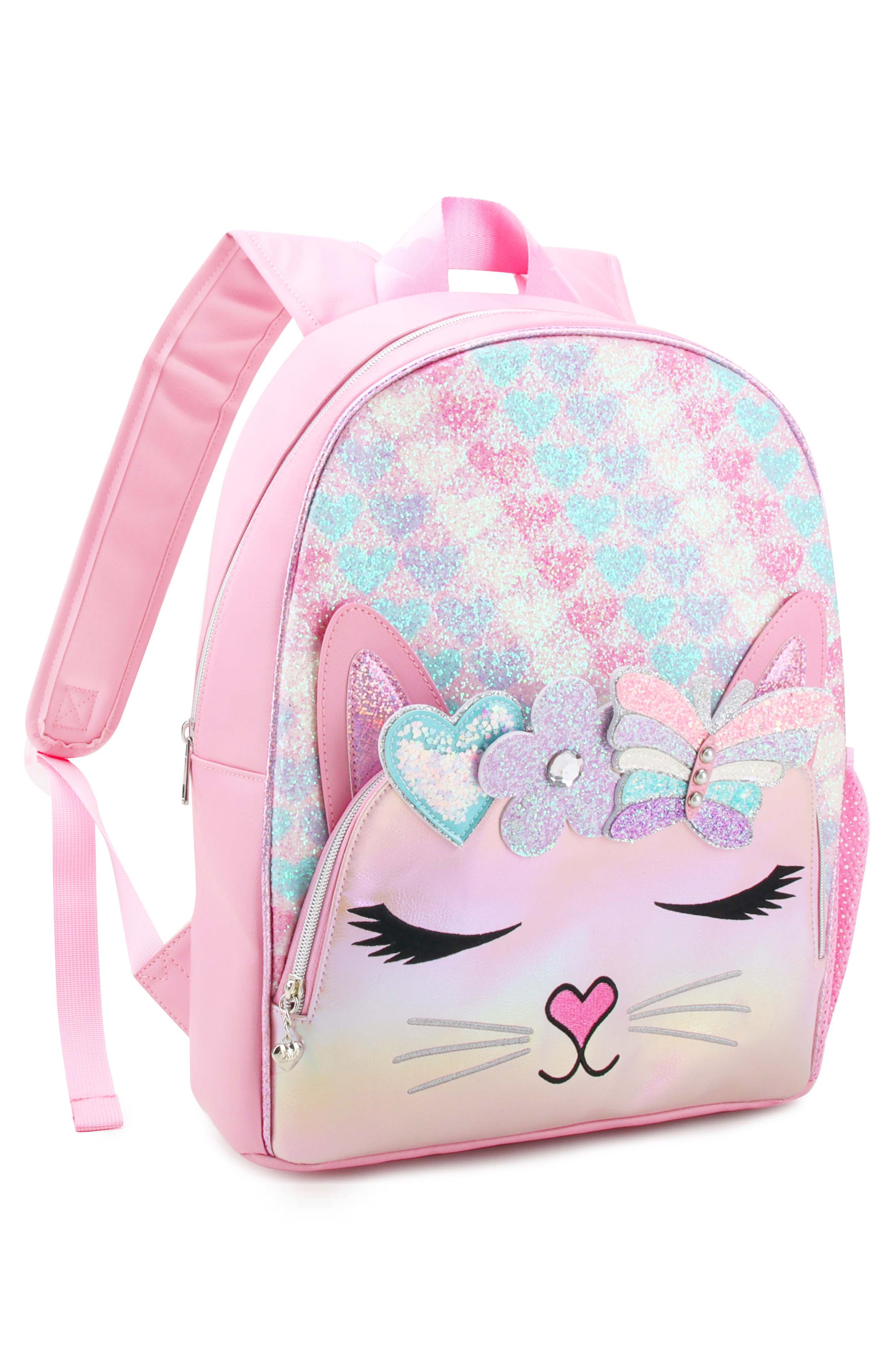 OMG Accessories Kids' Miss Bella Hearts Daisy Backpack, Alternate, color, Bubble Gum
