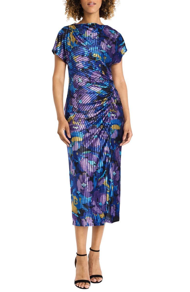 Maggy London Floral Print Ruched Sheath Dress, Main, color, 
