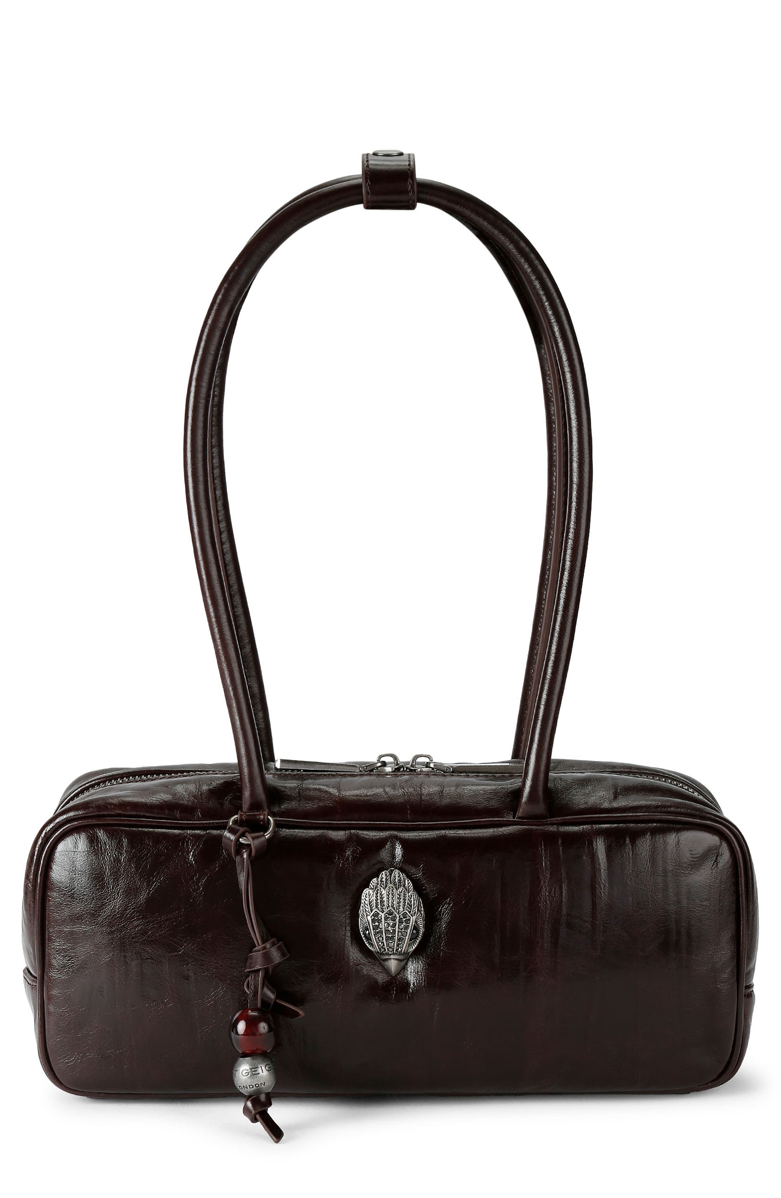 Small Celia Leather Duffle Bag, Main, color, DARK BROWN
