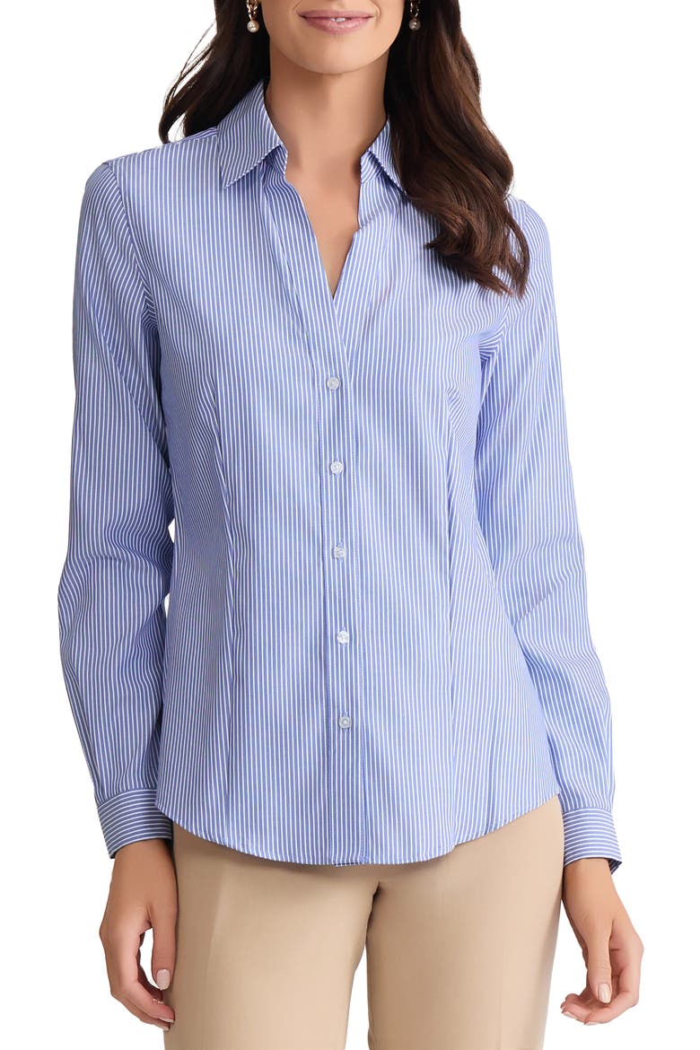 Stripe Easy Care Button-Up Shirt, Main, color, BLUE/ WHITE