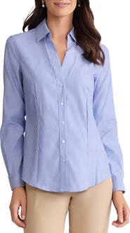 Jones New York Stripe Easy Care Button-Up Shirt